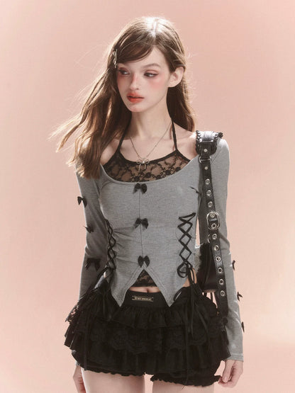 Oberteil mit Schnürung, Schlitz an der Seite und Schleife