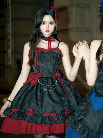 Suspender Gothic Dress Dark Romantic Rose