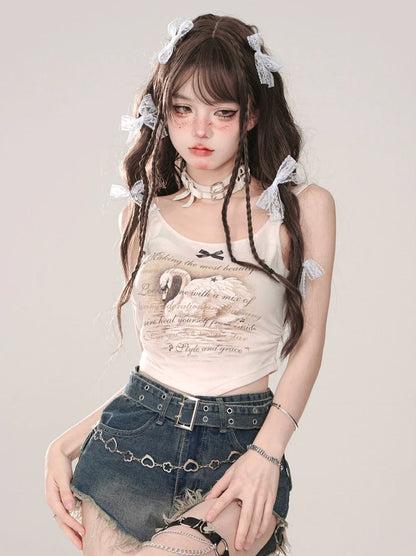 Cookie Moose Top Swan Slim Ärmellos Hosenträger