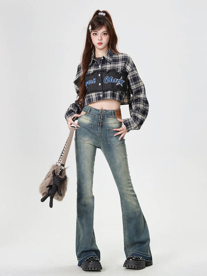 チェックスプライシングアメリカンレトロショートシャツ