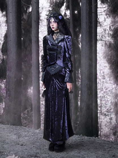 ゴシックベルベットカラースタイルジャケットヨーロピアンルナスリムスタンド