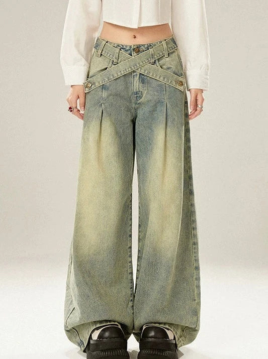 Osh Loose Pants Wide Cross Waist
