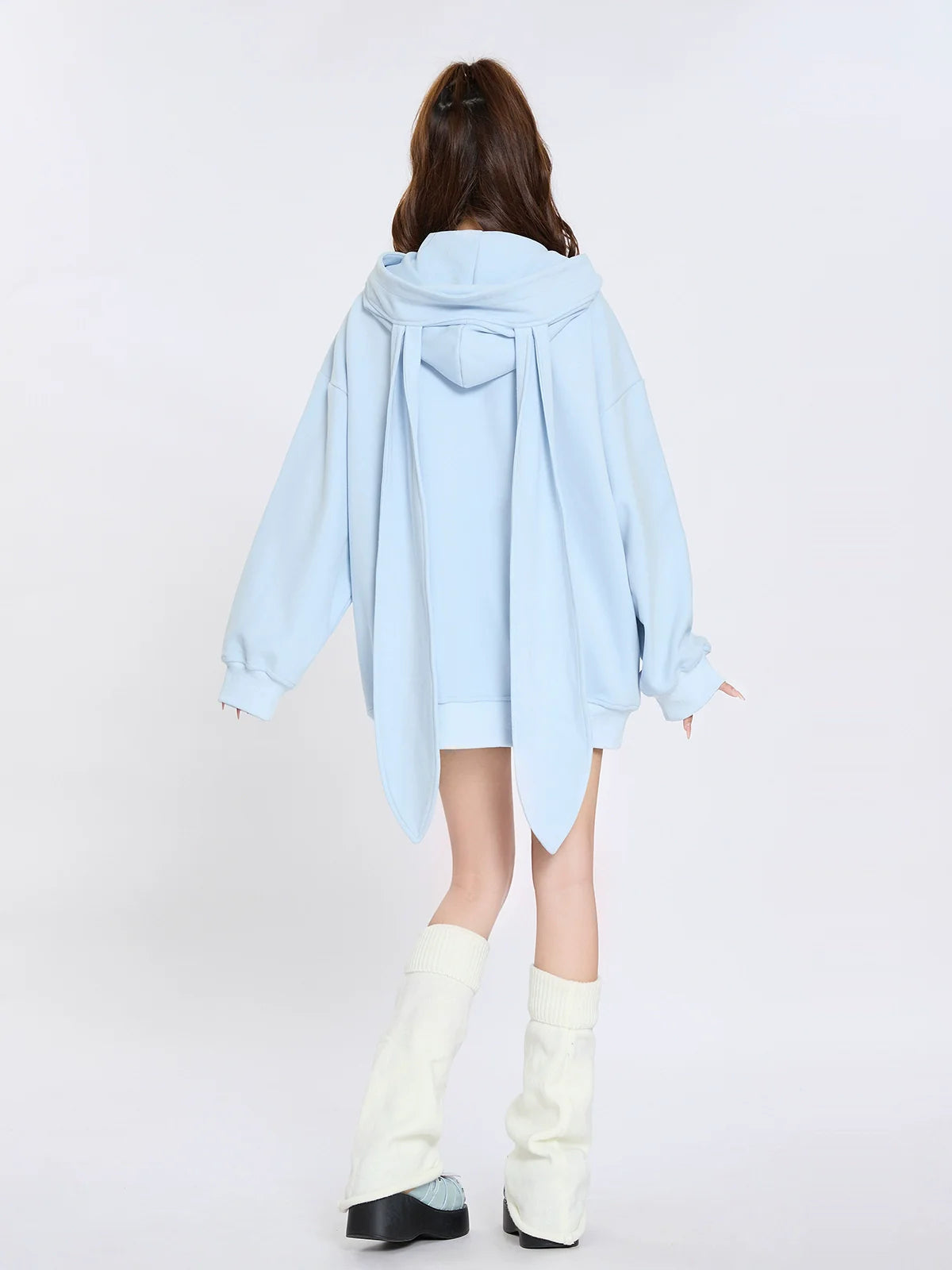 Hoodie Milk Blue Loose Bunny Hooded