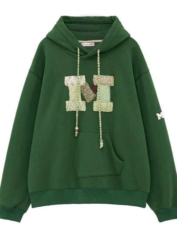 Lockerer Kapuzenpullover aus Wolle mit Logo und Spleiß