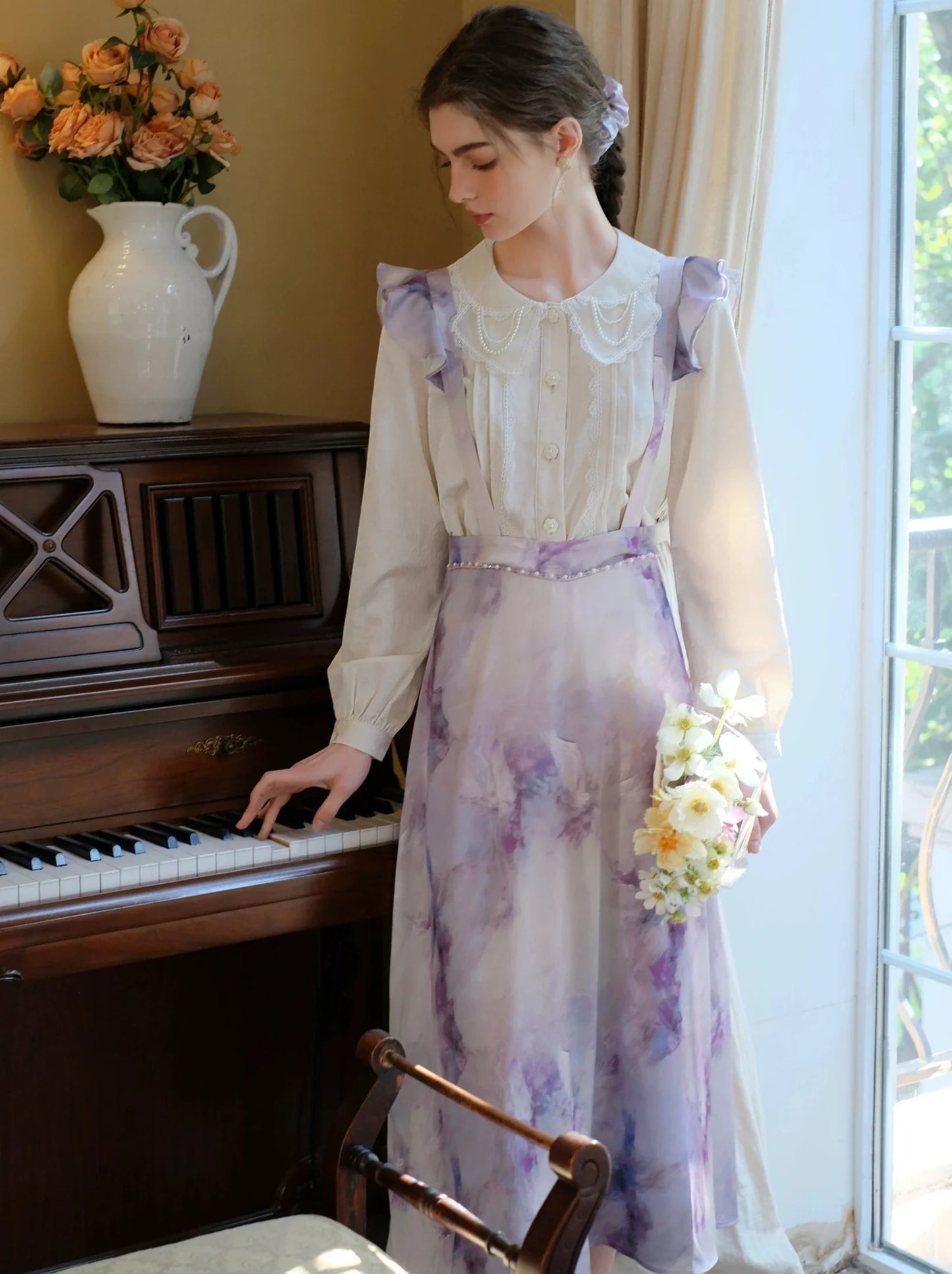 Farbdruck Öl Französisch Rüschen Rock Strap