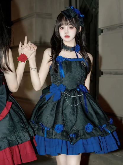 Suspender Gothic Dress Dark Romantic Rose