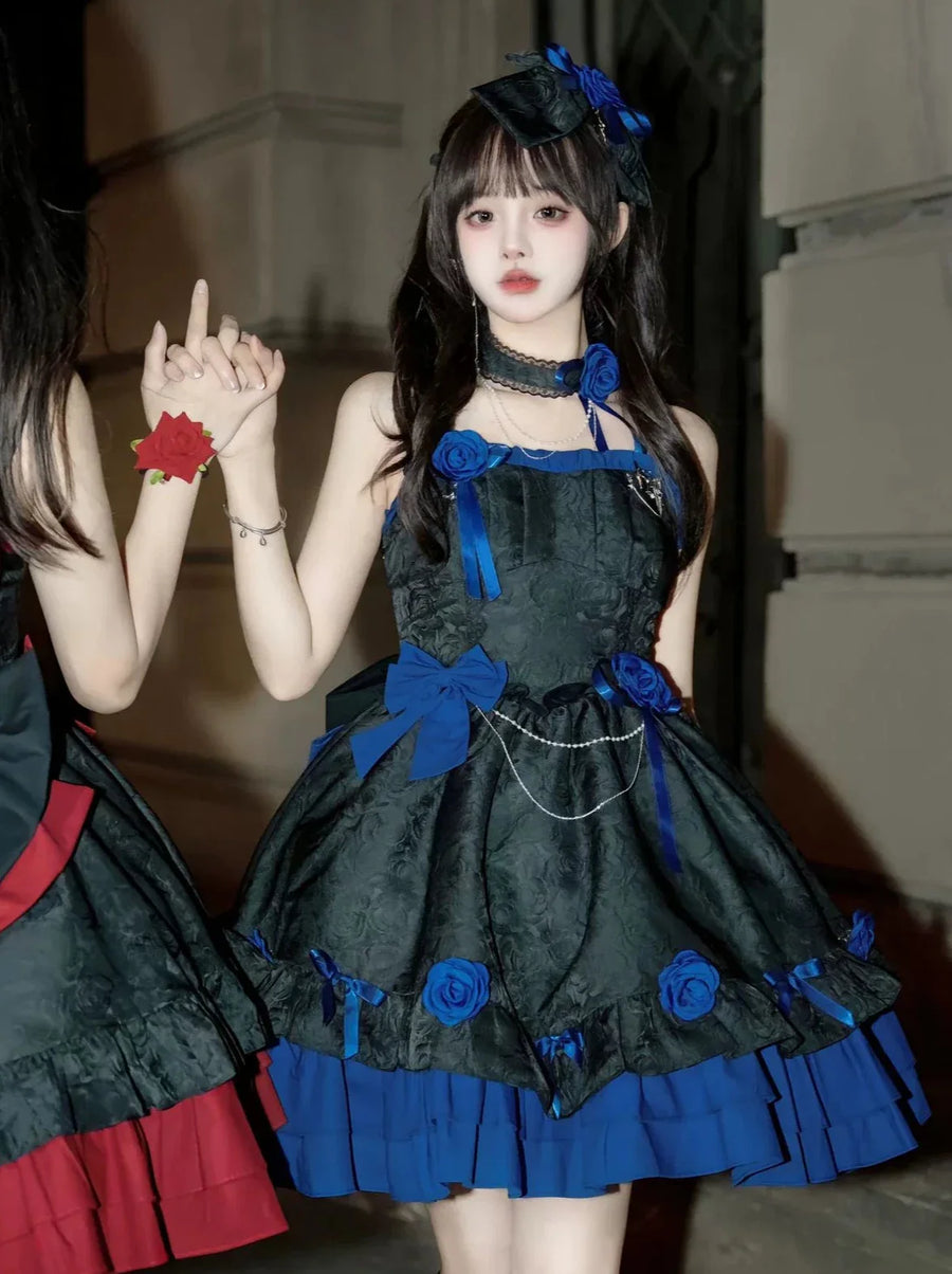 Straps-Gothic-Kleid Dark Romantic Rose