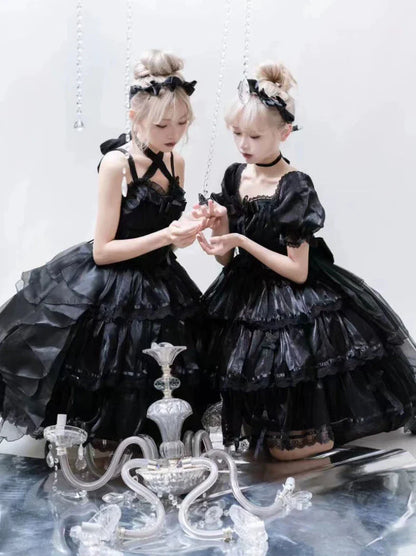 ロリータ+フラワードレス ホルターネック ウェディングドレス ライトサスペンダー