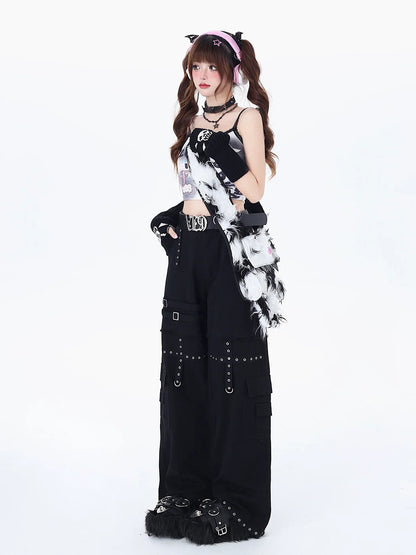 Pants Girl Loose Hot American Retro Cross