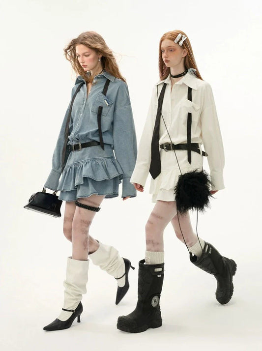 Dress Ruffle Shirt Lapel Slim