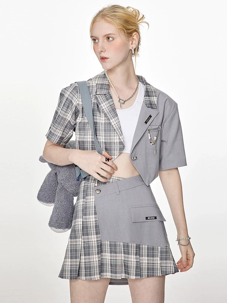 Short Summer Jacket + Asymmetrical Check