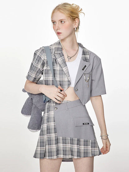 Short Summer Jacket + Asymmetrical Check