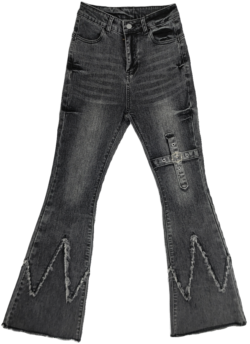 Dark Pants Osh Flared Denim Damage