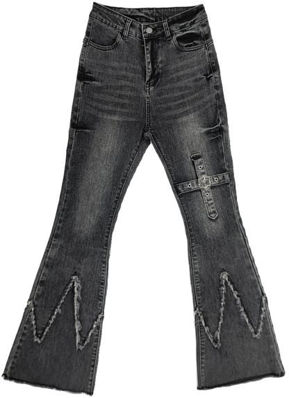 Dark Pants Osh Flared Denim Damage