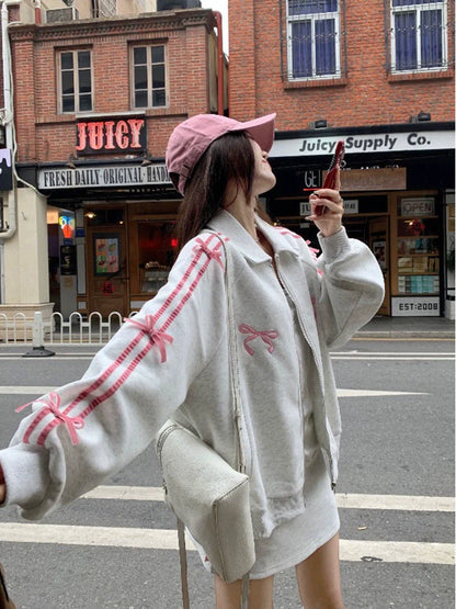 リボンアームスカートカジュアル+ジャケットタイト