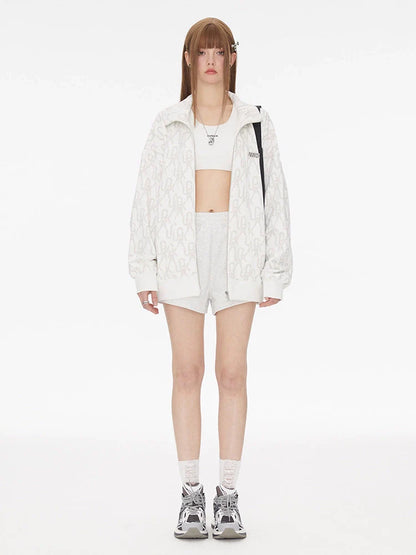 Weiße Jacke mit Reißverschluss und Logo