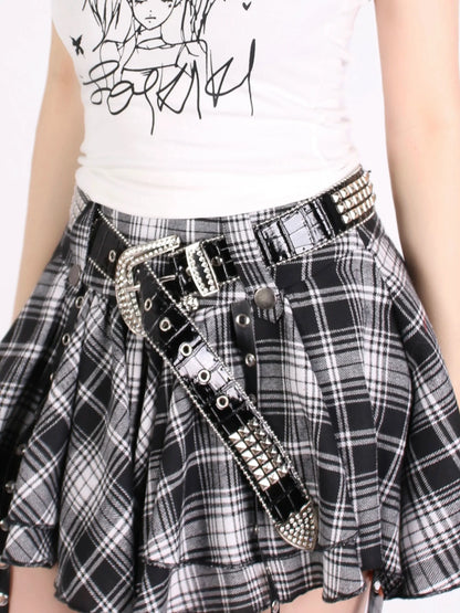 Abdeckung Strass Denim + Rock Gürtel + Kuchen Schwarz Bein Chuck Tutu Unregelmäßigen