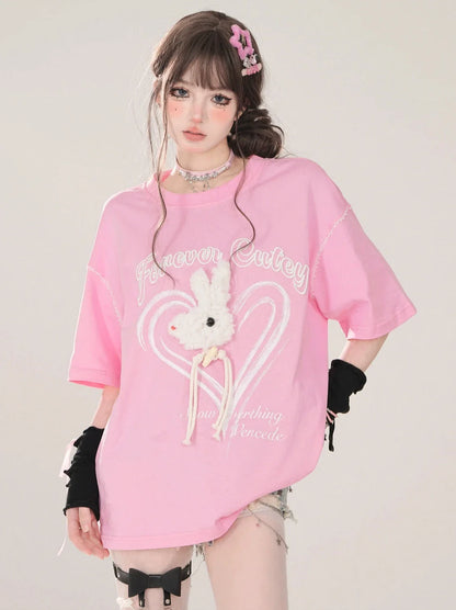 T-Shirt Rabbit 3D Short-Sleeved Design