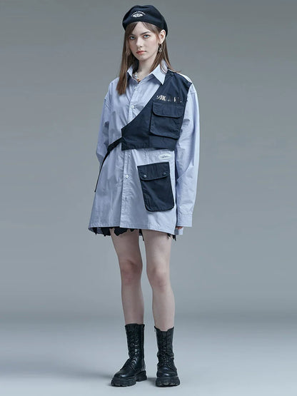 Lockere Weste mit Hemdakzent