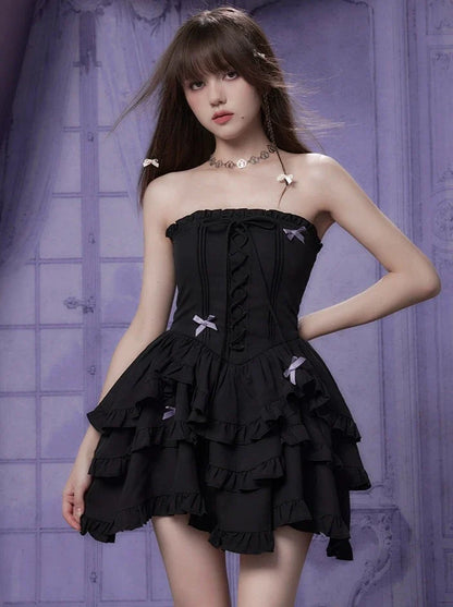 Tiered Top Lace-Up Cake Dress Tube