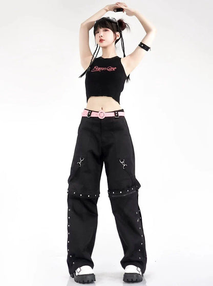 Rosa Sommer Schwarz Mode Hose