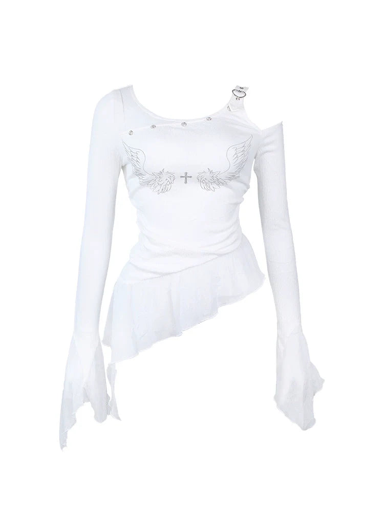 スカートトップ + クロスエンジェル ホワイトグレー