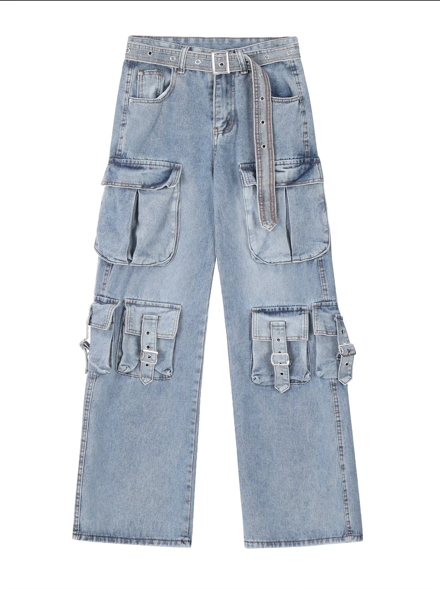 Casual Multi-pocket Denim Cargo