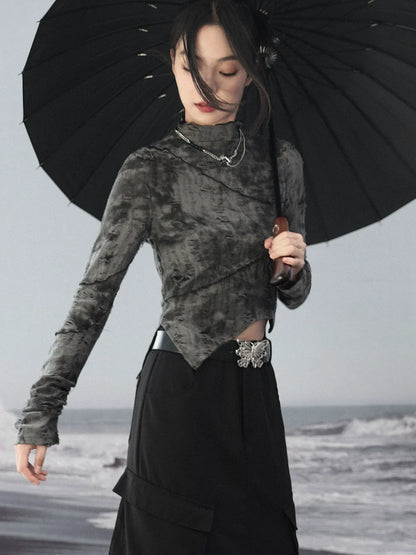 Asymmetrische Oberteile Print Retro Short