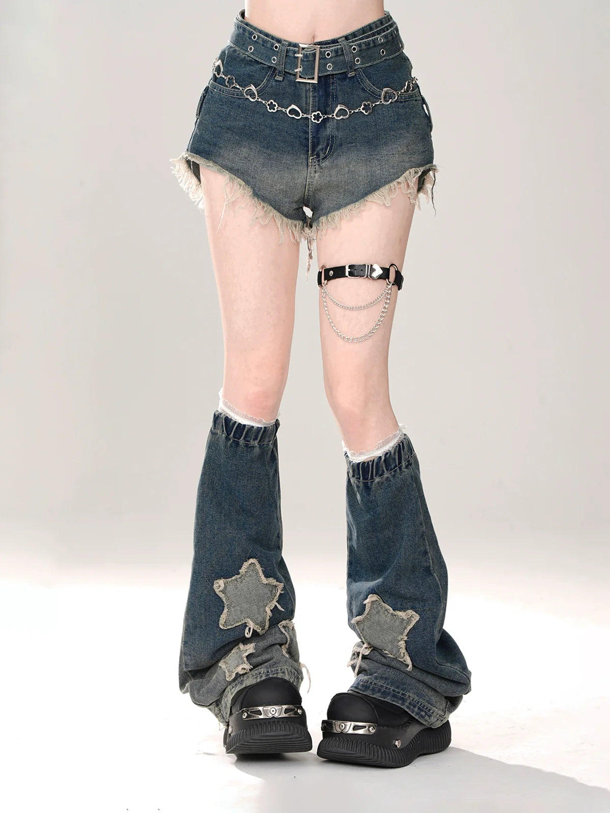 Girly Cool Denim Flared Blue Shorts