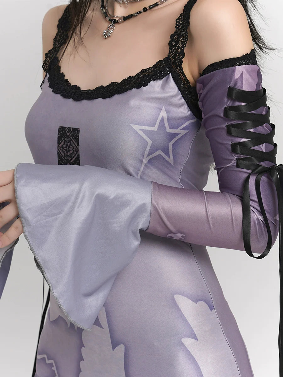 クロスデザインのダークサマードレス