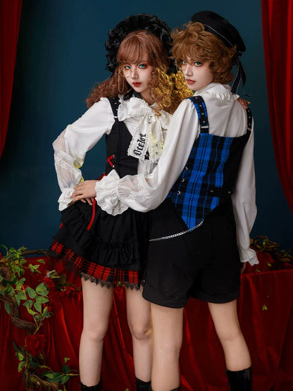 スーツセット チェック ベスト パンツ スカート シャツ プリンス