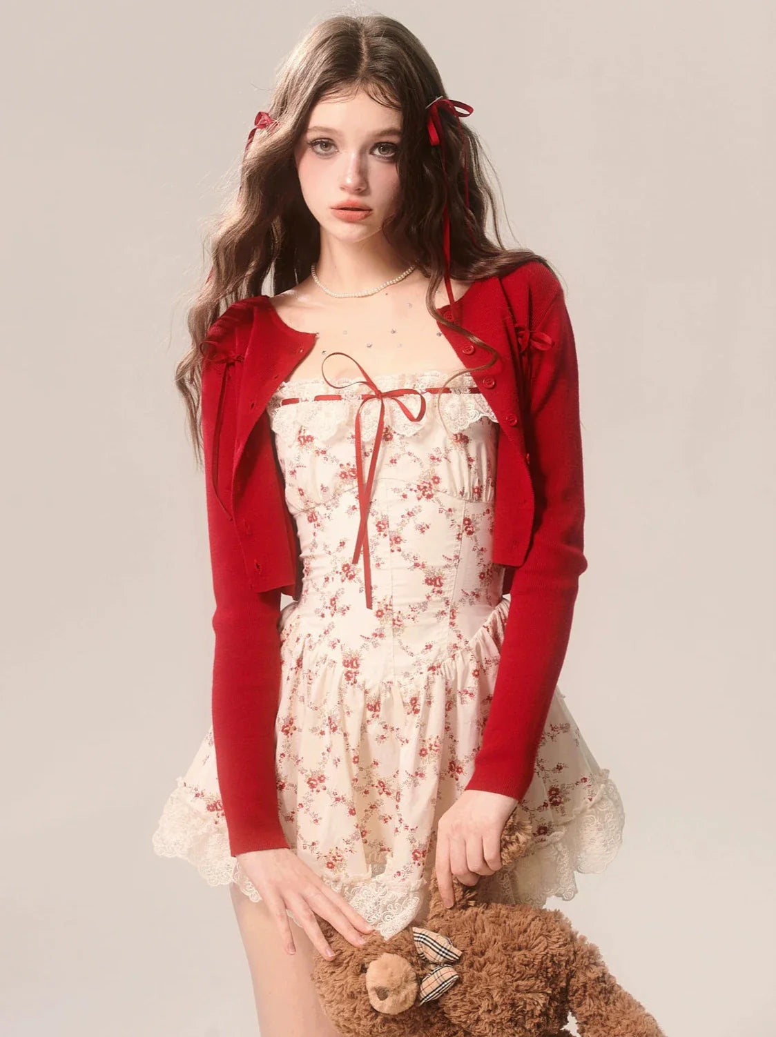 レースフローラルローズドレスキャミソールフレンチソウル