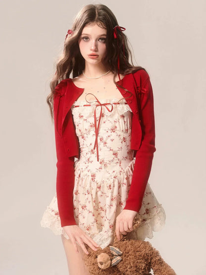 レースフローラルローズドレスキャミソールフレンチソウル