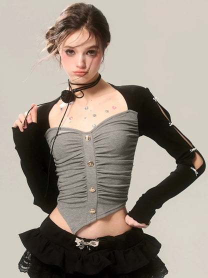 Romantic Sleeve Ribbon Top Shimmer