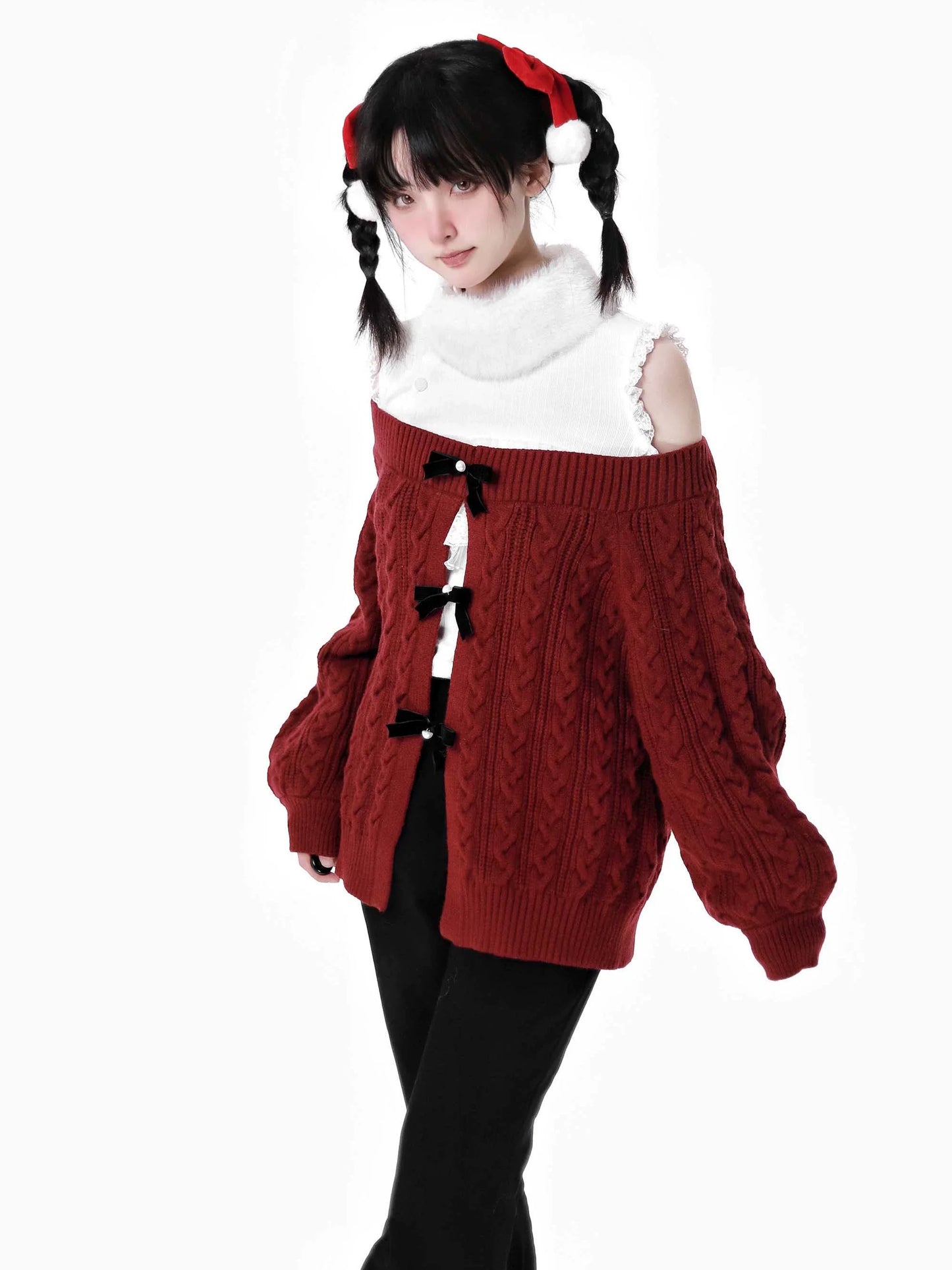 スノーフレグランス ラビットファーコート オフワードスリーブ セータースーツ