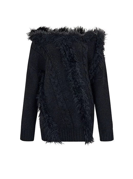 ワンショルダーニットケーブル+ケーブルカーディガン