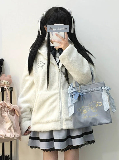 Plush Short/Long Bore Foodie Ears Zip Bunny Jacket