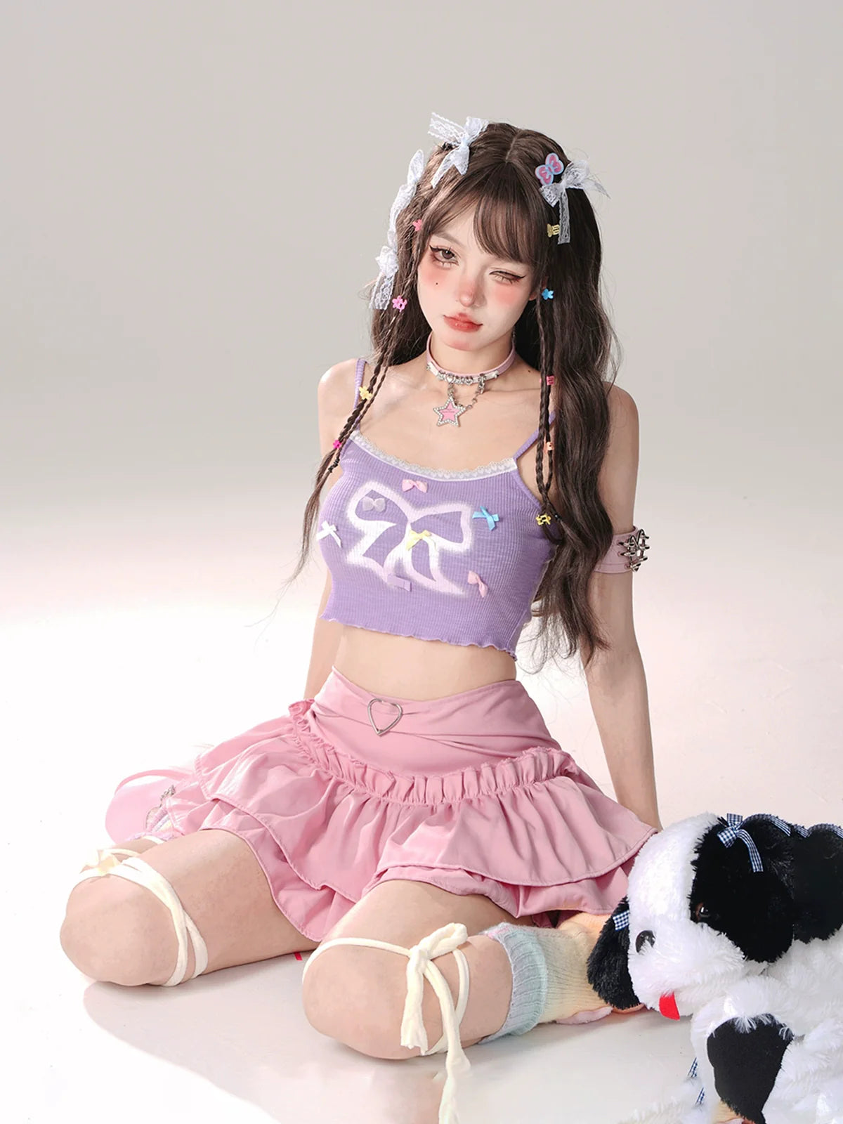 リボンショートガーリーキャミソール