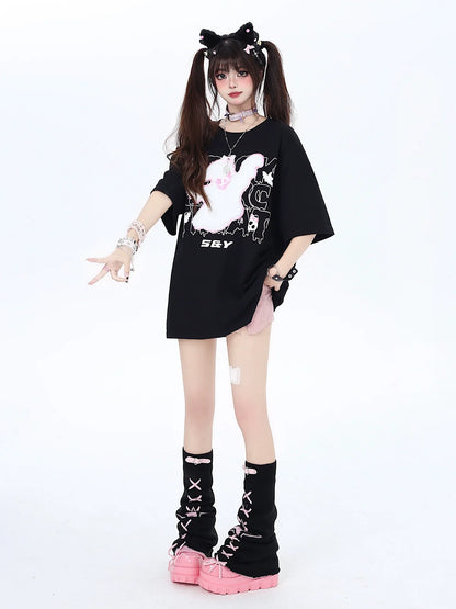 ルーズ刺繍ダークリトルTシャツゴースト