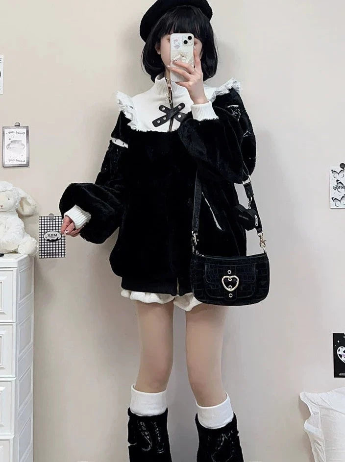 ネックジッパーハイファーマインコート