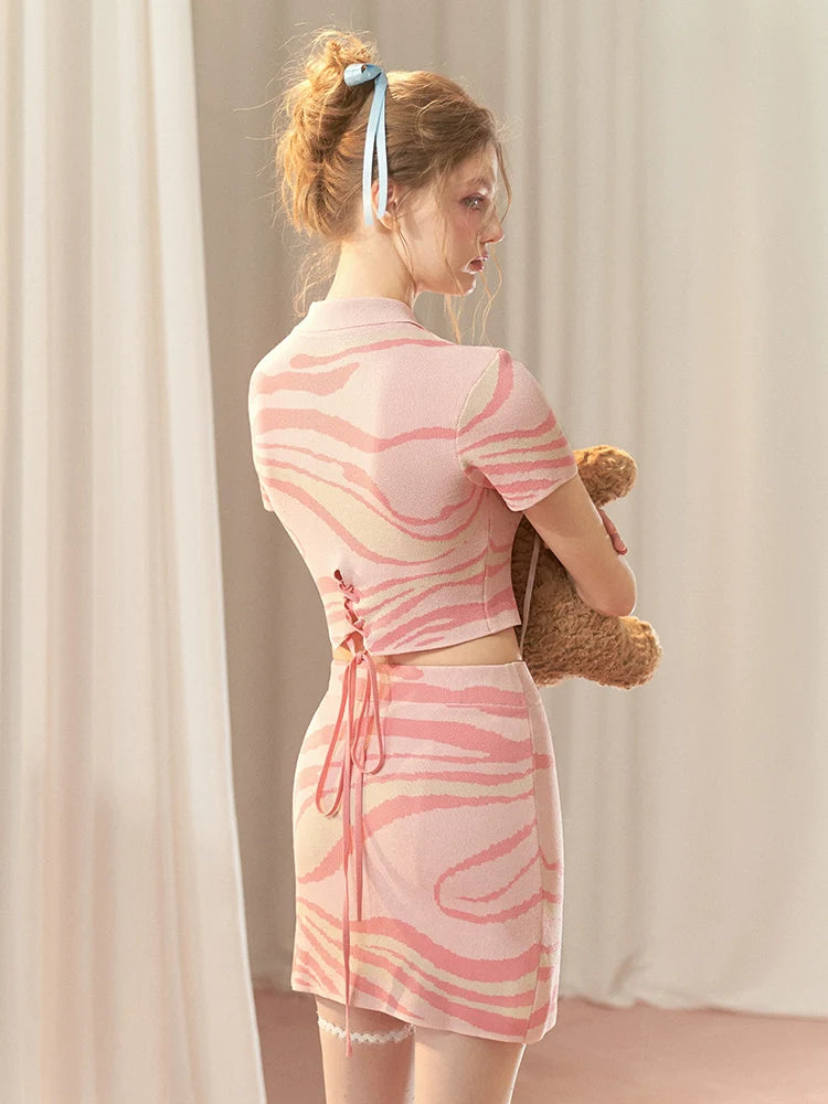 Cool Ripple Hot Water Girl Marble Knit Sweet Setup