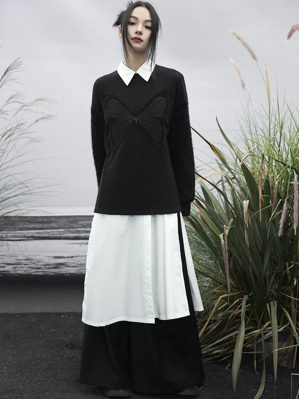 Stricken Dunkler Schmetterling Gespleißt Romantisch Locker