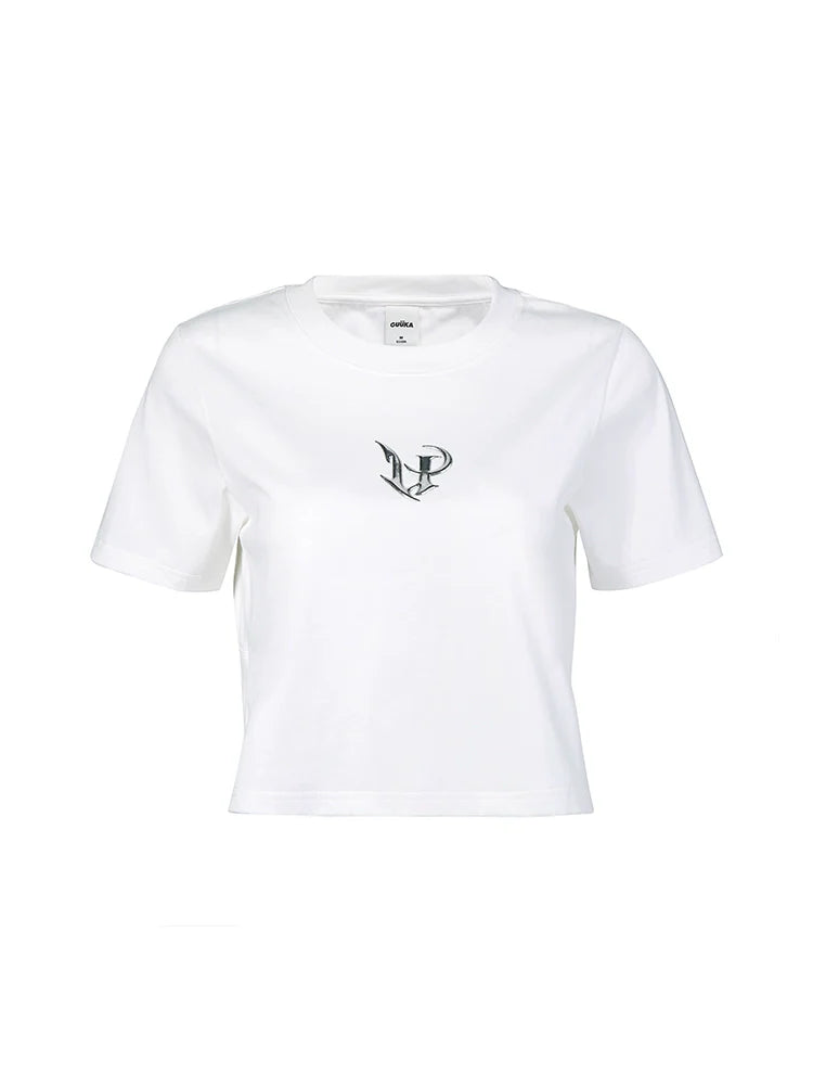 White T-Shirt Metallic Short Design