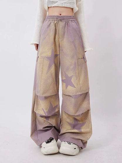 Hose Lila Breit Stern Durchsichtig