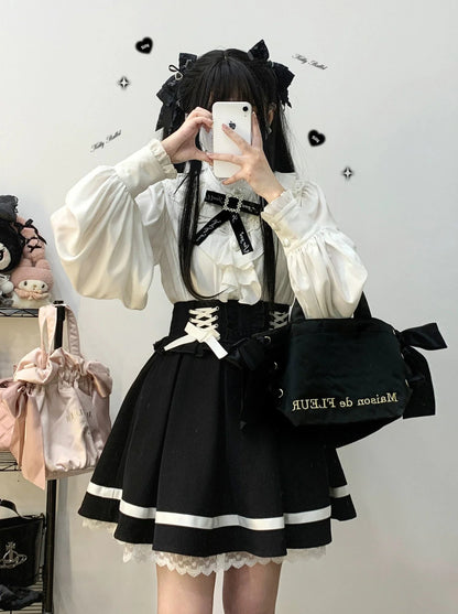 レースアップウエストフリルチュカート