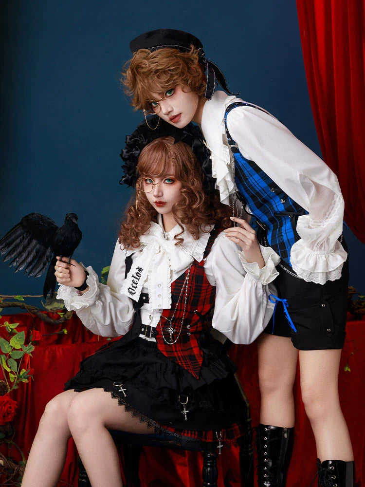 スーツセット チェック ベスト パンツ スカート シャツ プリンス