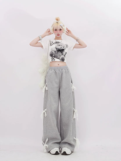 White Ribbon Sweatpants Little