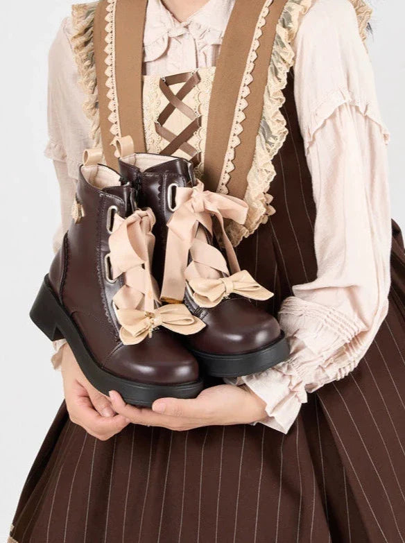 Crown Ribon Short Lolita Rose Boots Night