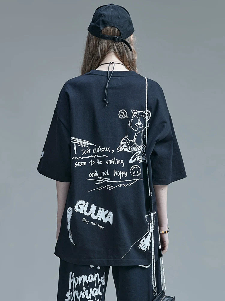 イラストモードデザイン コットンベア ピュアTシャツ