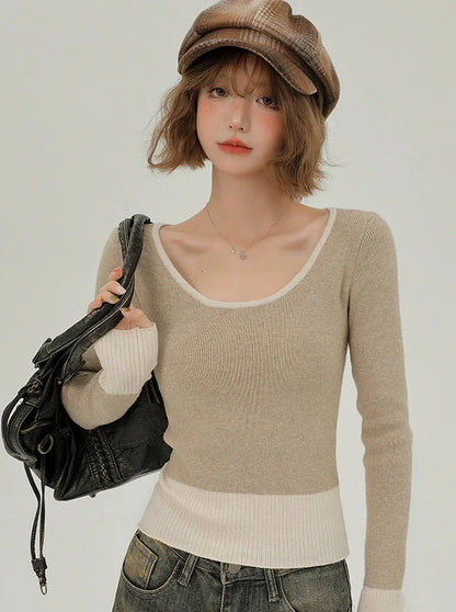 Slim Contrast Color Knit